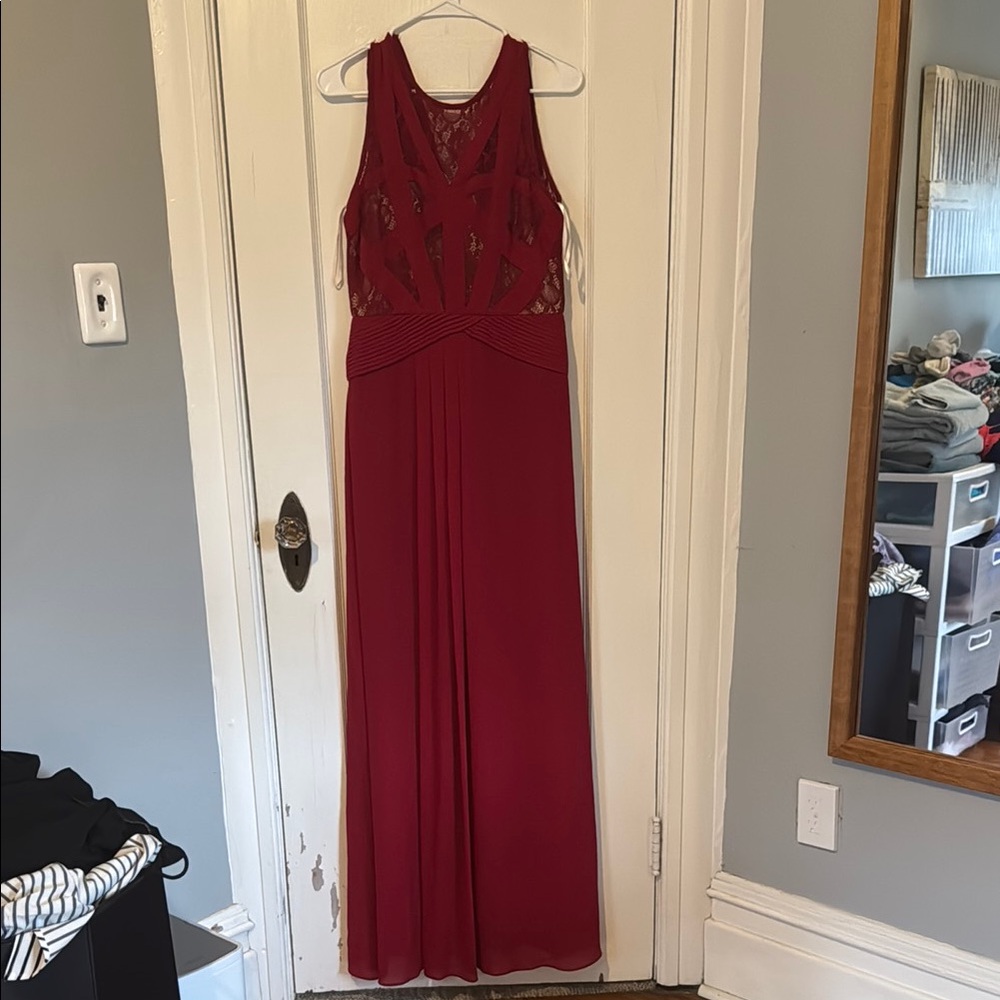 Minuet Petite Deep Red Lace Wedding Gown